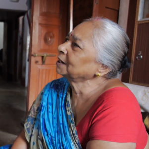 A woman in the middle of telling a story